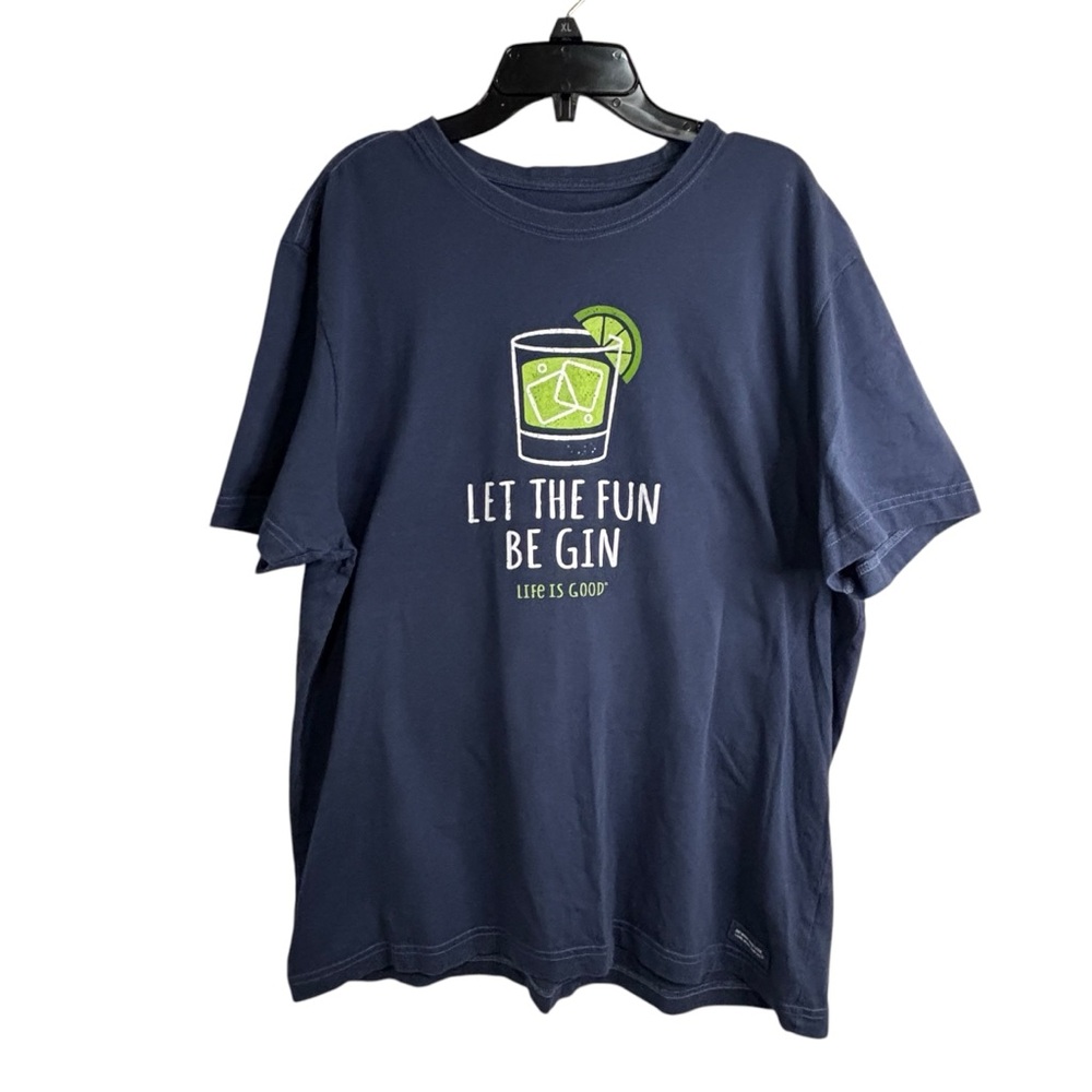 Life Is Good Crusher Tee Men L Let The Fun Begin Navy Blue Casual Graphic - Picture 2 of 12